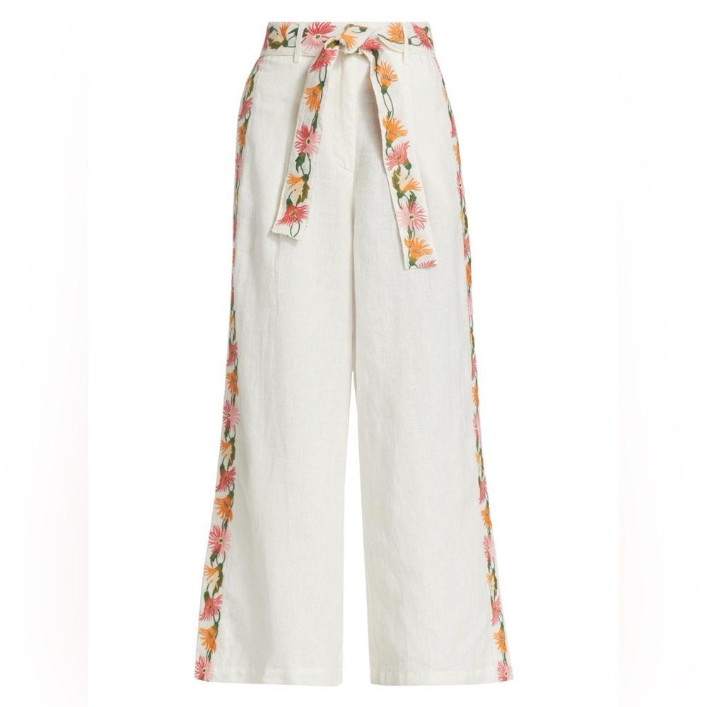 Hannah Artwear Pants Margo Wide Leg Linen in Marguerite White size 0